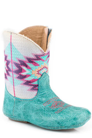 INFANT GIRL'S TURQUOISE COWBABIES MAYAN BOOT