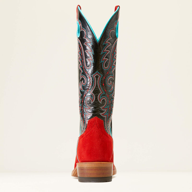 ARIAT WOMENS FUTURITY BOON WESTERN BOOTS | FIERY RED ROUGHOUT / INKWELL # 10046890