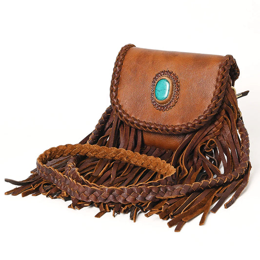 American Darling Saddlebag Leather Crossbody Turquoise Stone Handbag ADBGM338D