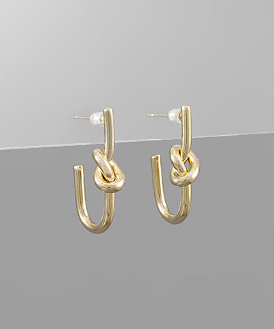 Fish Hook Shape Knot Earrings