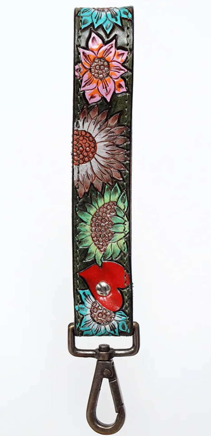 American Darling Tooled Leather Wristlet Keychain