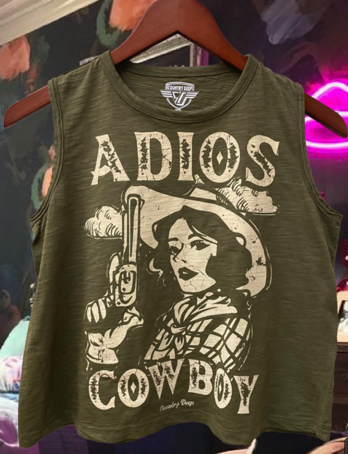 Adios Cowboy Muscle Crop Top