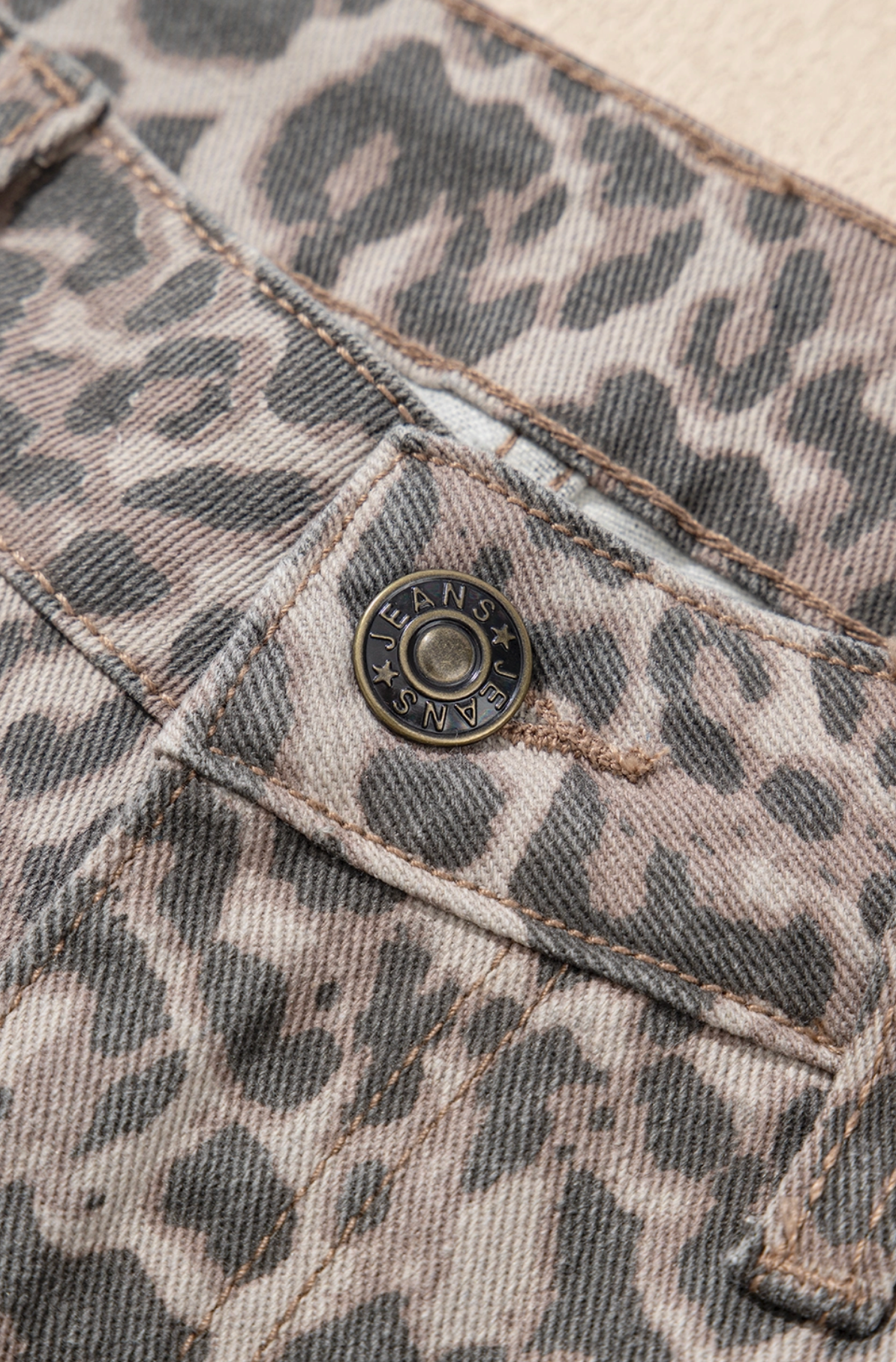 Leopard Frayed Edge Wide Leg High Waist Jeans