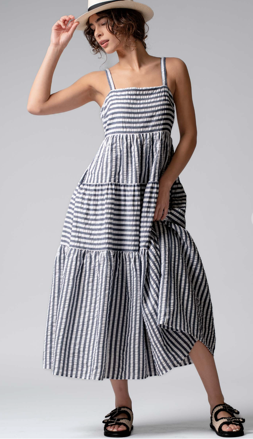 Striped Tiered Maxi Dress