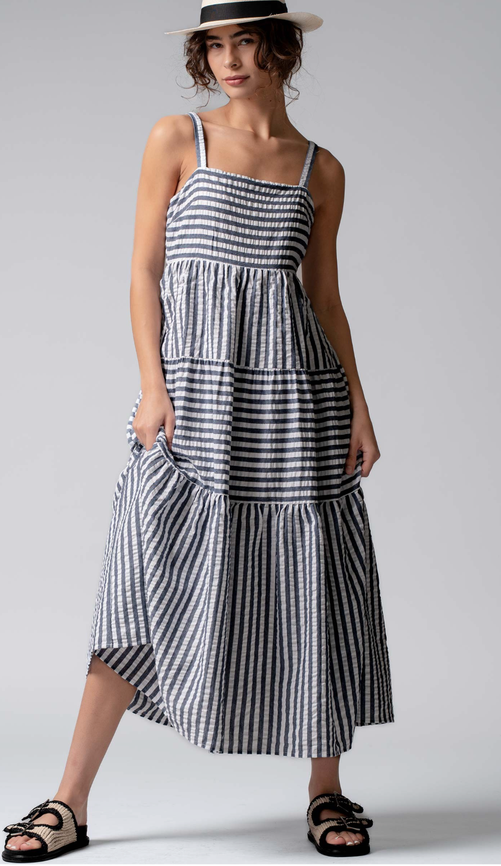 Striped Tiered Maxi Dress