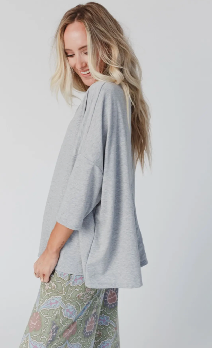 Cozy Cool Oversized Tee - Heather Gray