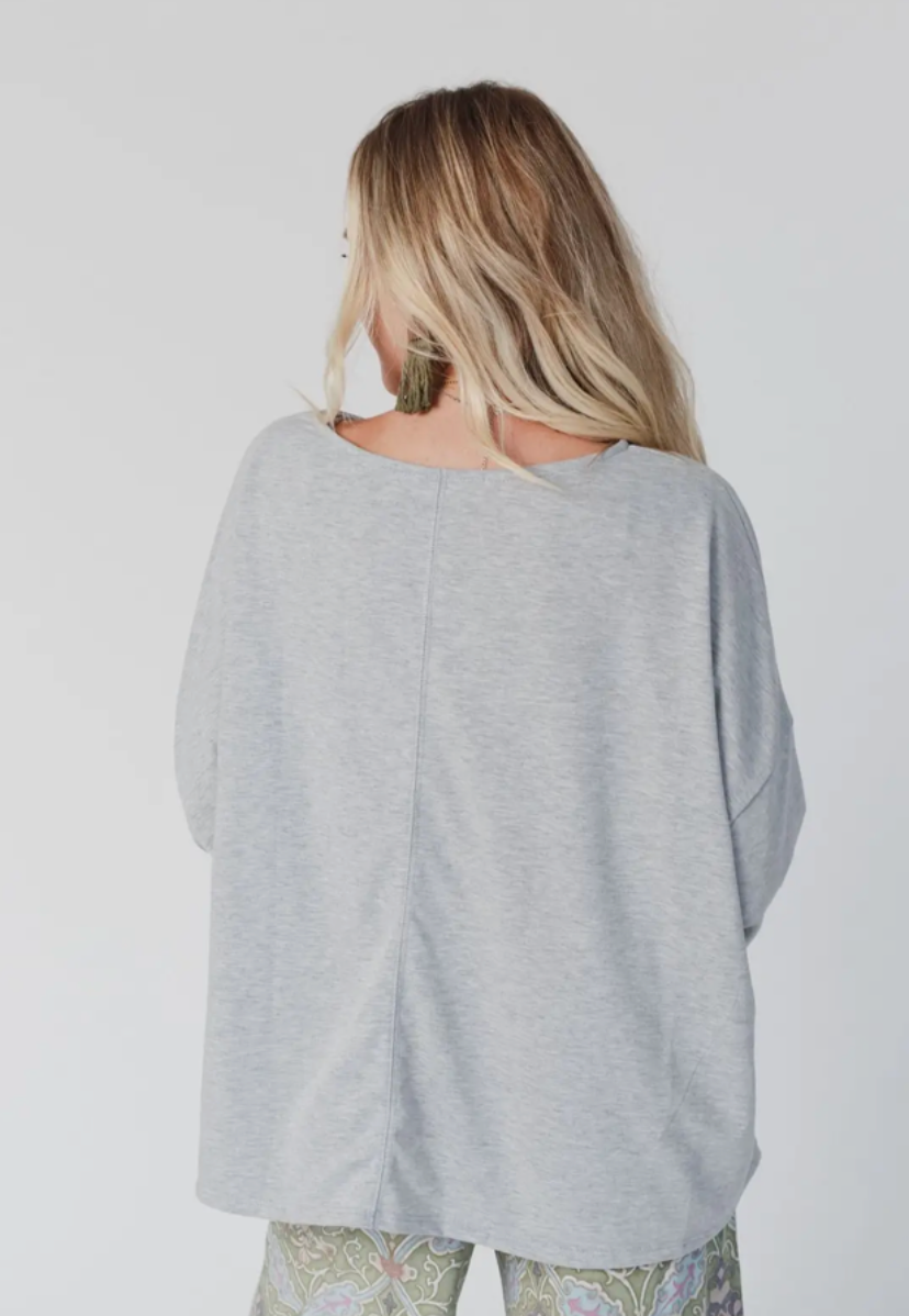 Cozy Cool Oversized Tee - Heather Gray