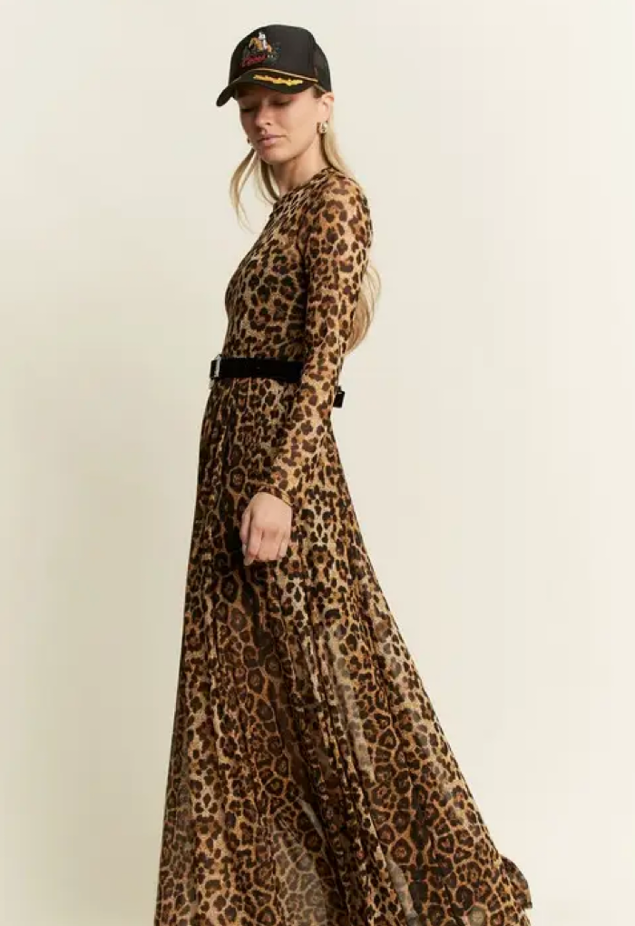 Animal Print Mesh Mock