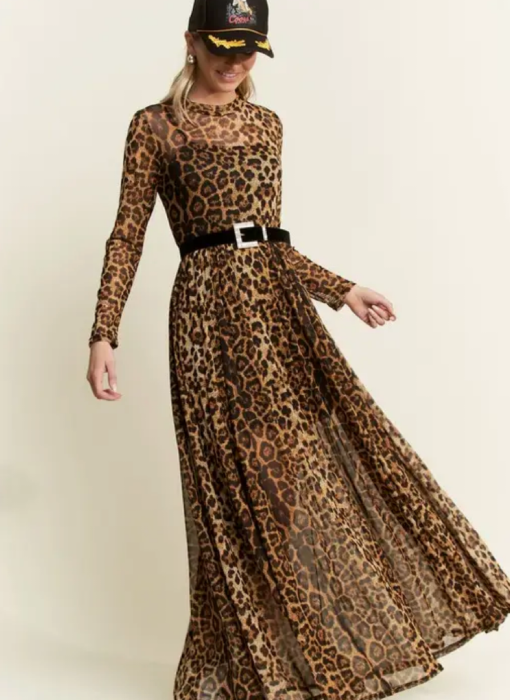 Animal Print Mesh Mock