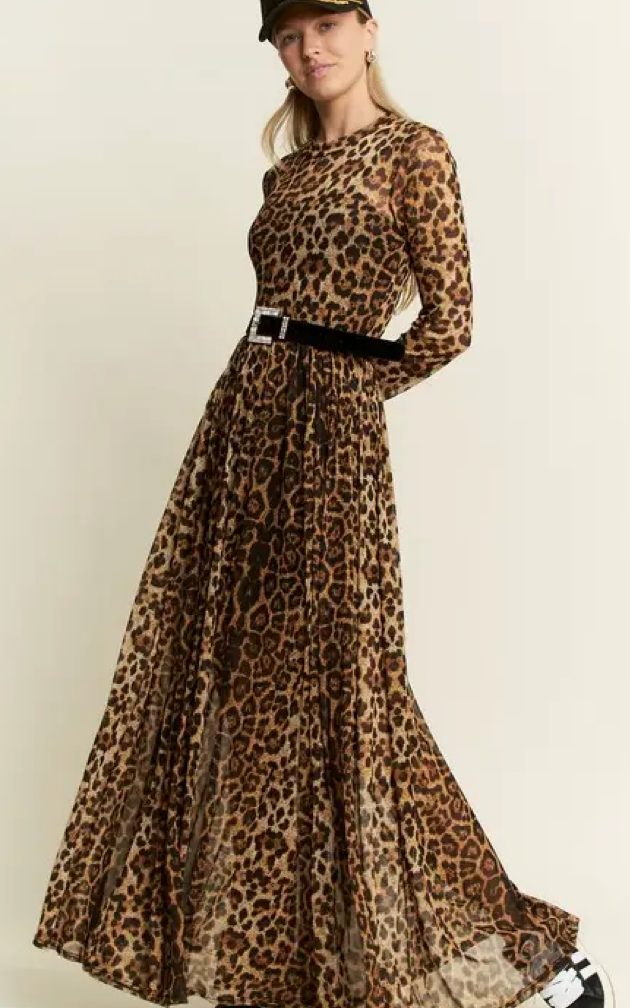 Animal Print Mesh Mock