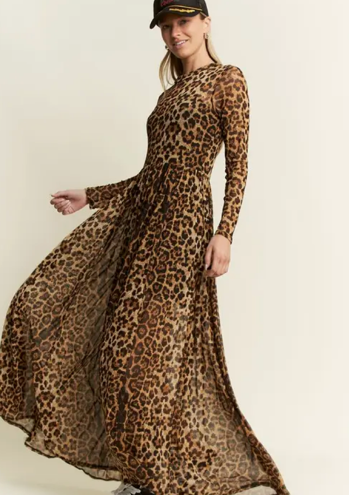 Animal Print Mesh Mock