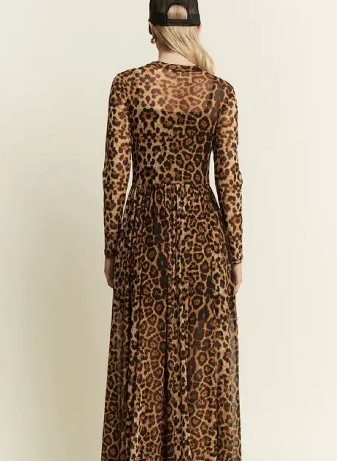 Animal Print Mesh Mock