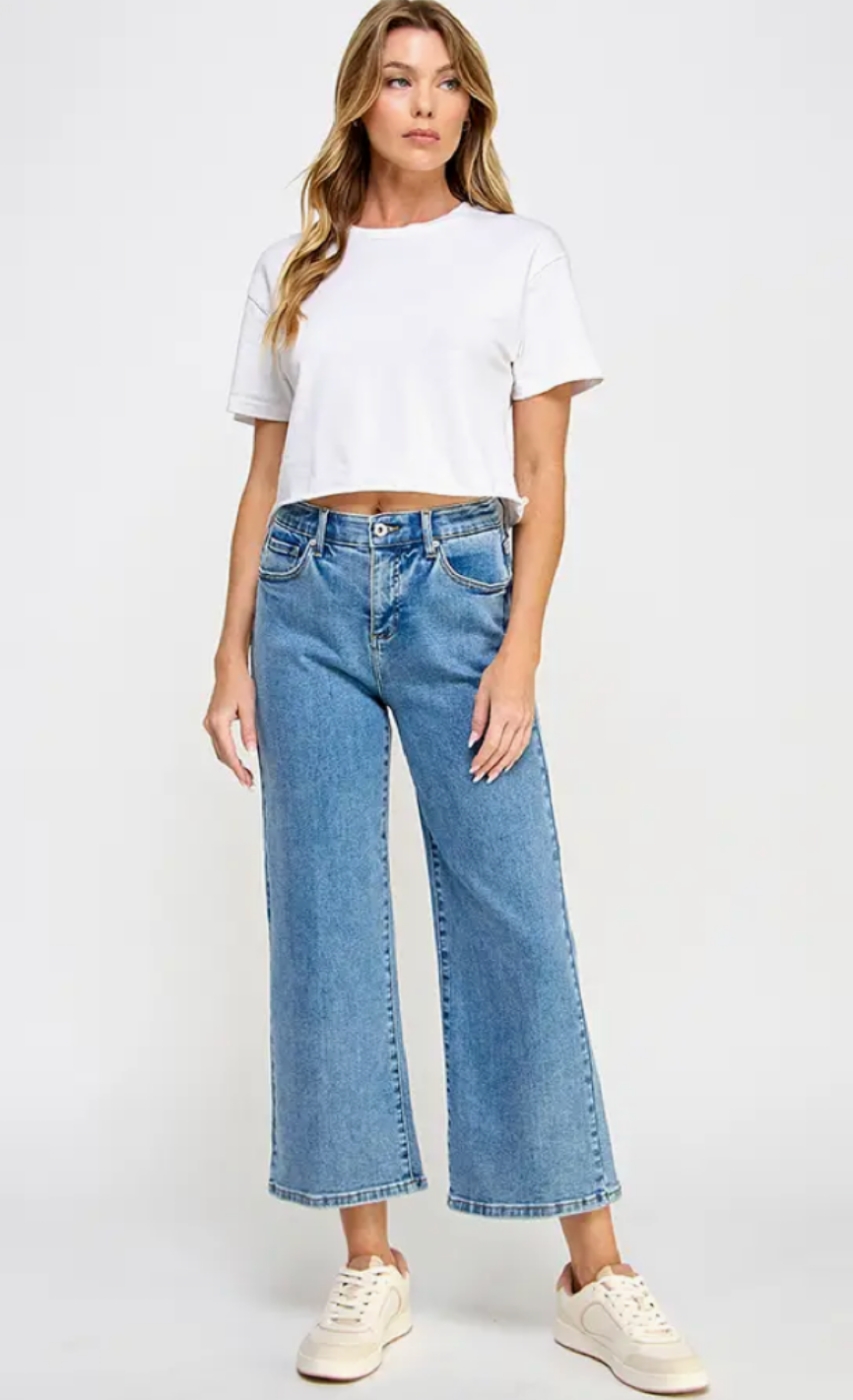 Plus High Rise Tummy Control Crop Wide Leg