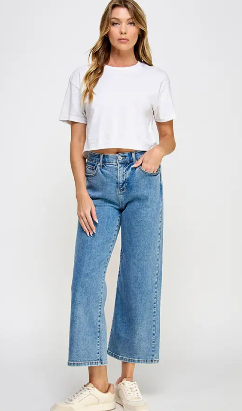 Plus High Rise Tummy Control Crop Wide Leg