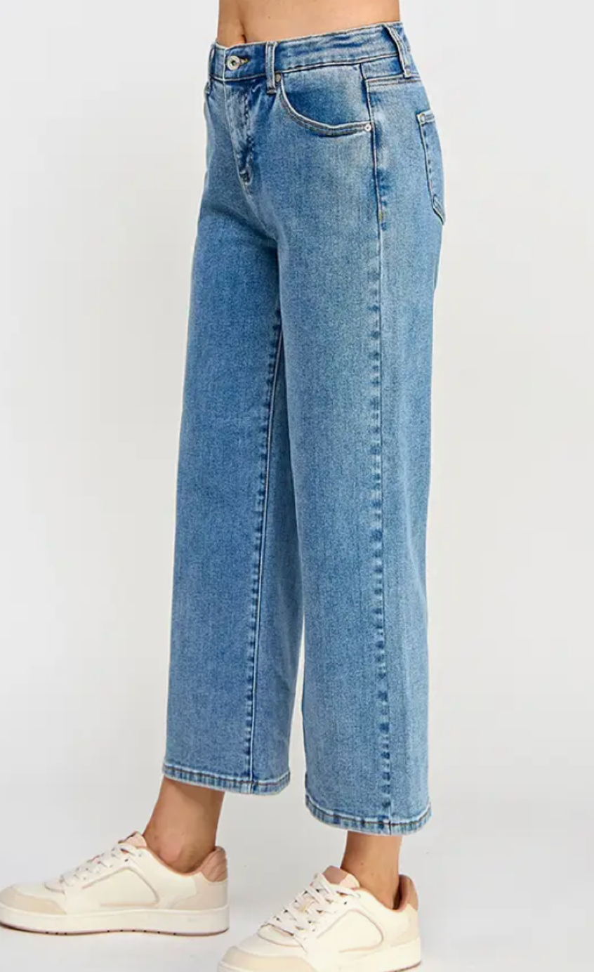 Plus High Rise Tummy Control Crop Wide Leg