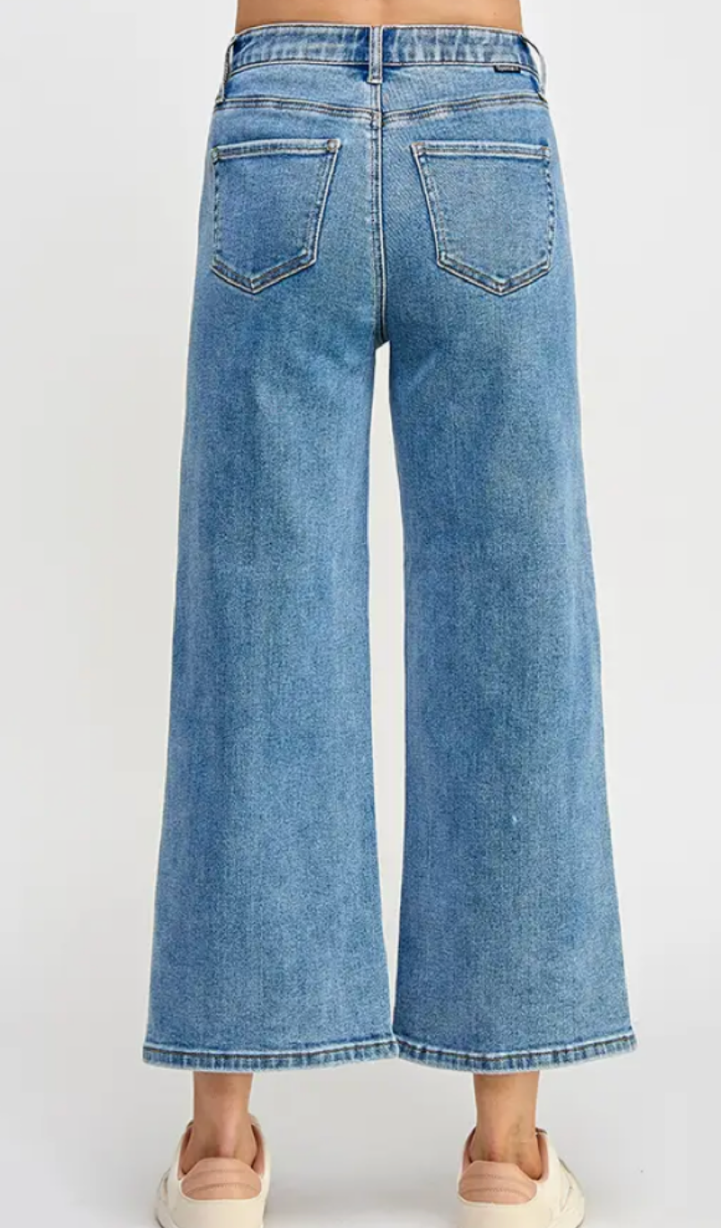 Plus High Rise Tummy Control Crop Wide Leg