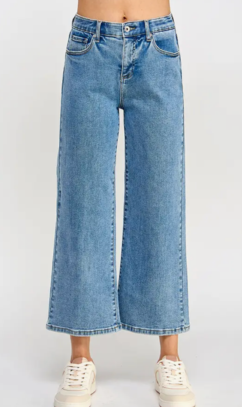 Plus High Rise Tummy Control Crop Wide Leg