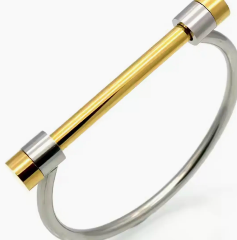 Horse Bit Cuff Bracelet- Bangle Cuff Stainless Steel- Screw