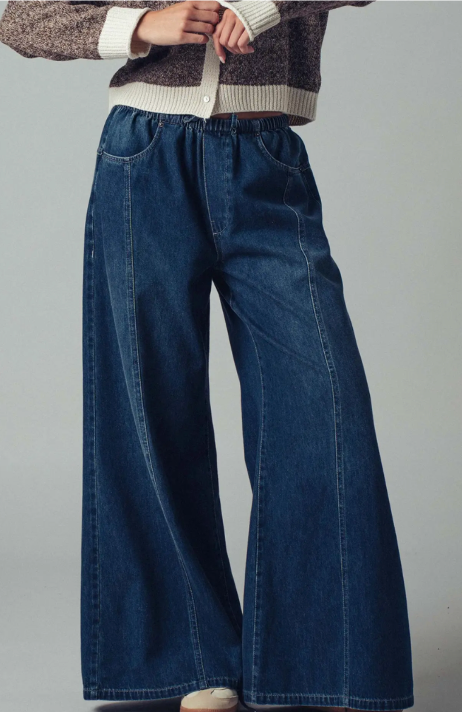 Relaxed Wide Leg Drawstring Western Pants