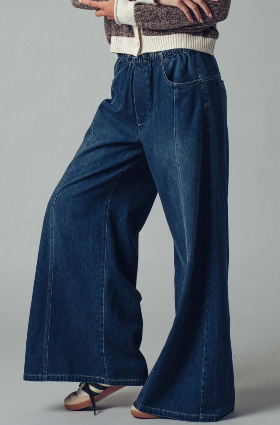 Relaxed Wide Leg Drawstring Western Pants