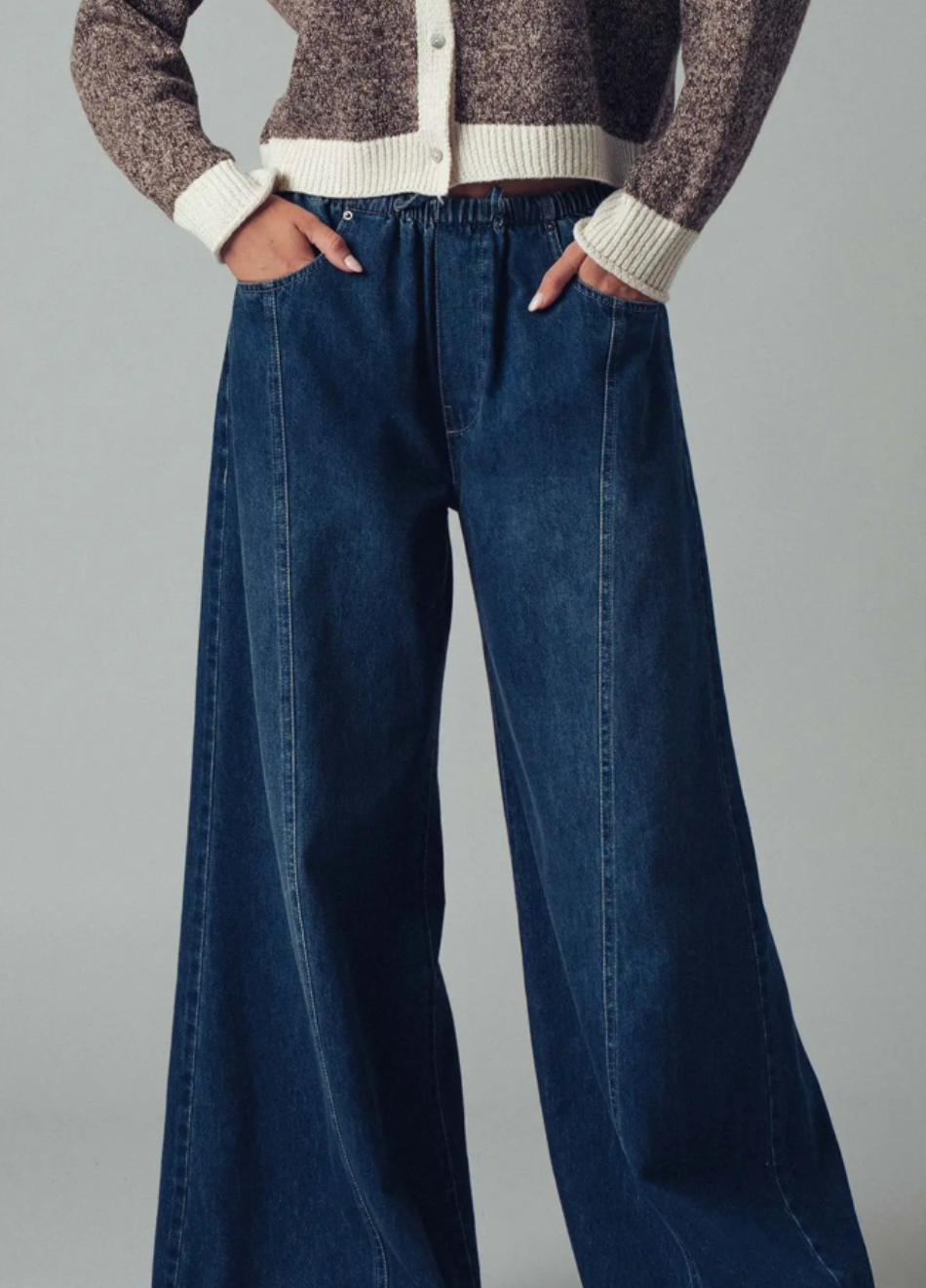 Relaxed Wide Leg Drawstring Western Pants