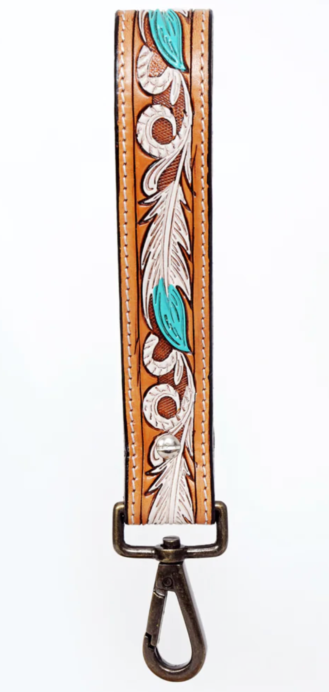American Darling Tooled Leather Wristlet Keychain