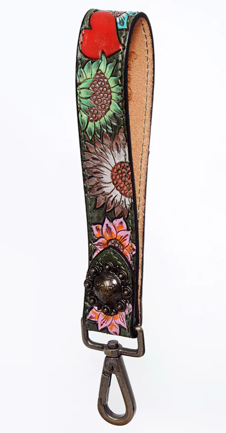 American Darling Tooled Leather Wristlet Keychain