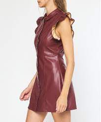 Ruby (crimson faux leather mini dress)