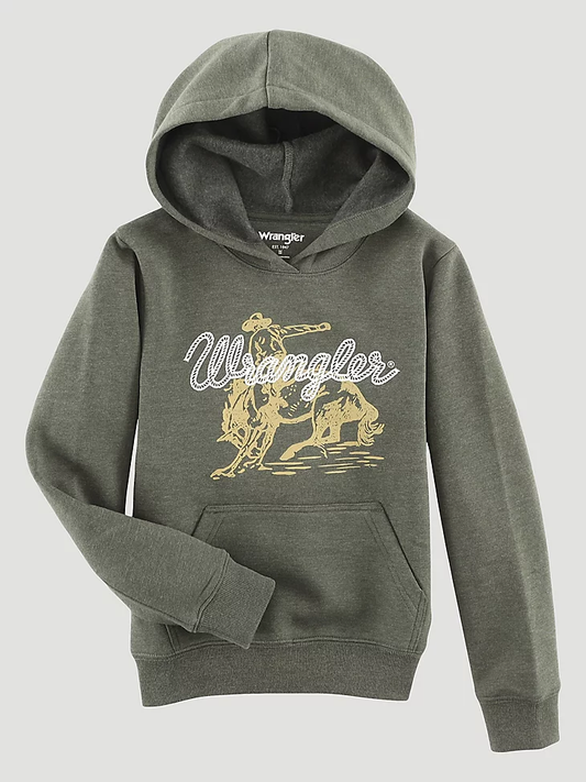 BOY'S WRANGLER COWBOY GRAPHIC PULLOVER HOODIE IN OLIVE HEATHER 112339686