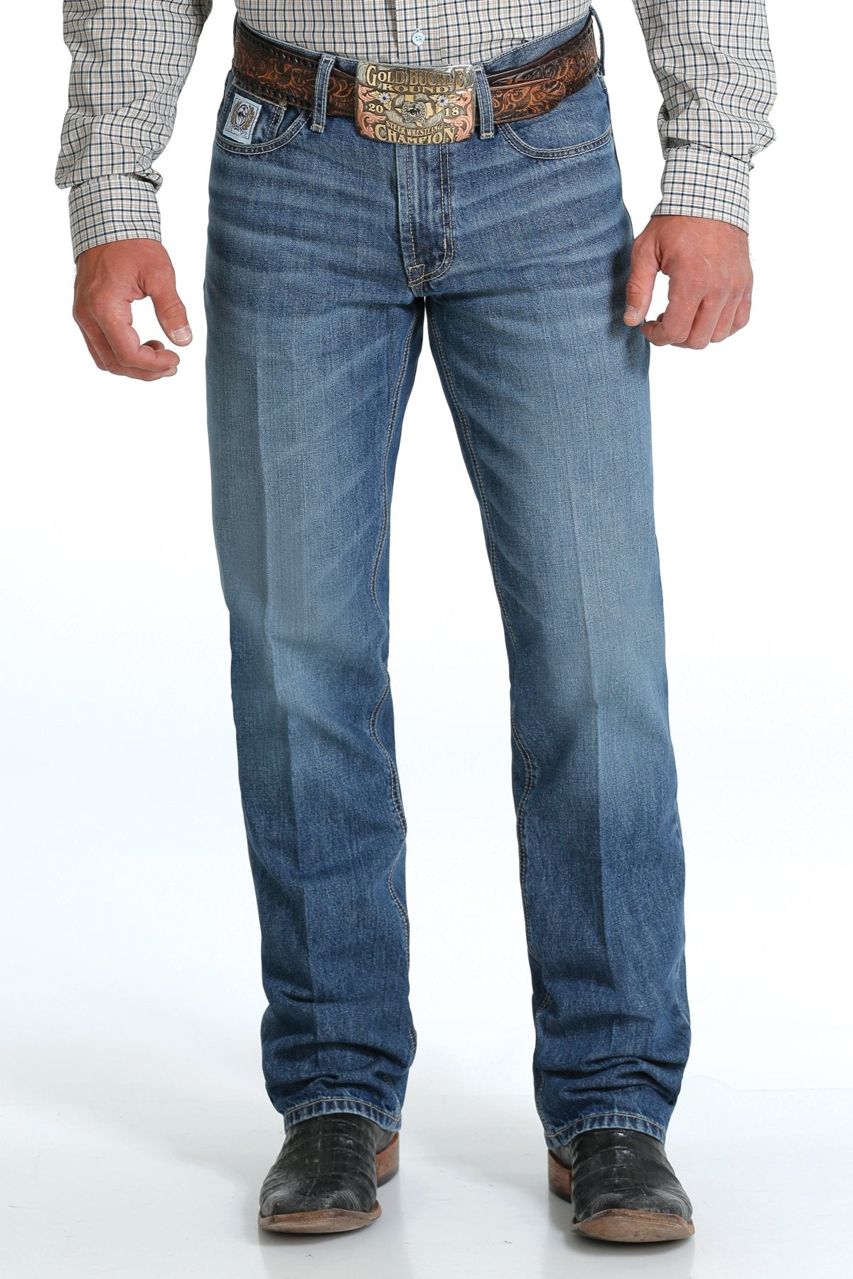 Cinch White Label ArenaFlex- Men's Relaxed Fit - Medium Stonewash Denim Jeans - MB92834054