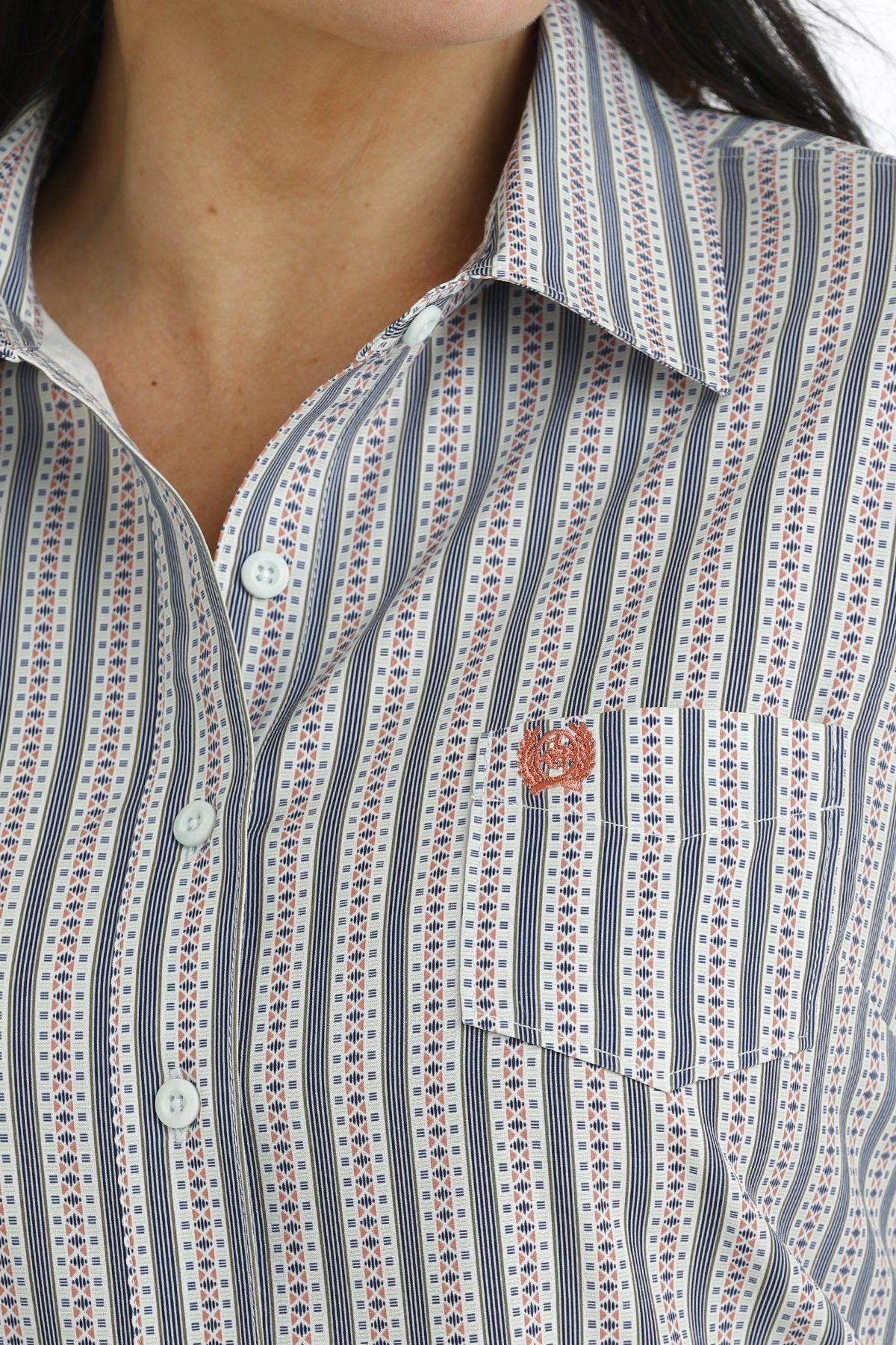 Women's Cinch ArenaFlex Button-Down Western Shirt - White/Light Blue MSW9163021