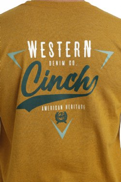 Cinch Mens Western Denium Co. Graphic T-Shirt - Gold MTT1690607