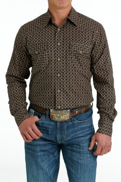 Cinch Mens Modern Fit Button-Down Western Shirt - Brown MTW1303071