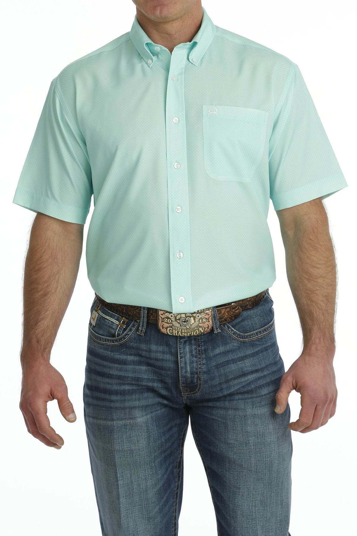 MEN'S CINCH SHORT SLEEVE ARENAFLEX BUTTON-DOWN SHIRT - MINT