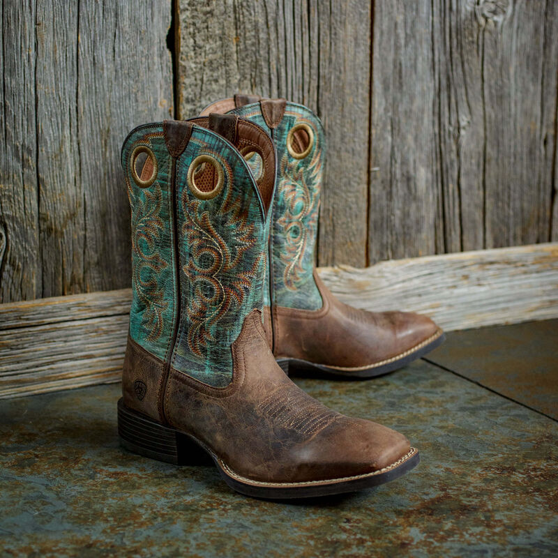 ARIAT MEN’S SPORT RODEO WESTERN BOOTS | Loco Brown/Roaring Turquoise