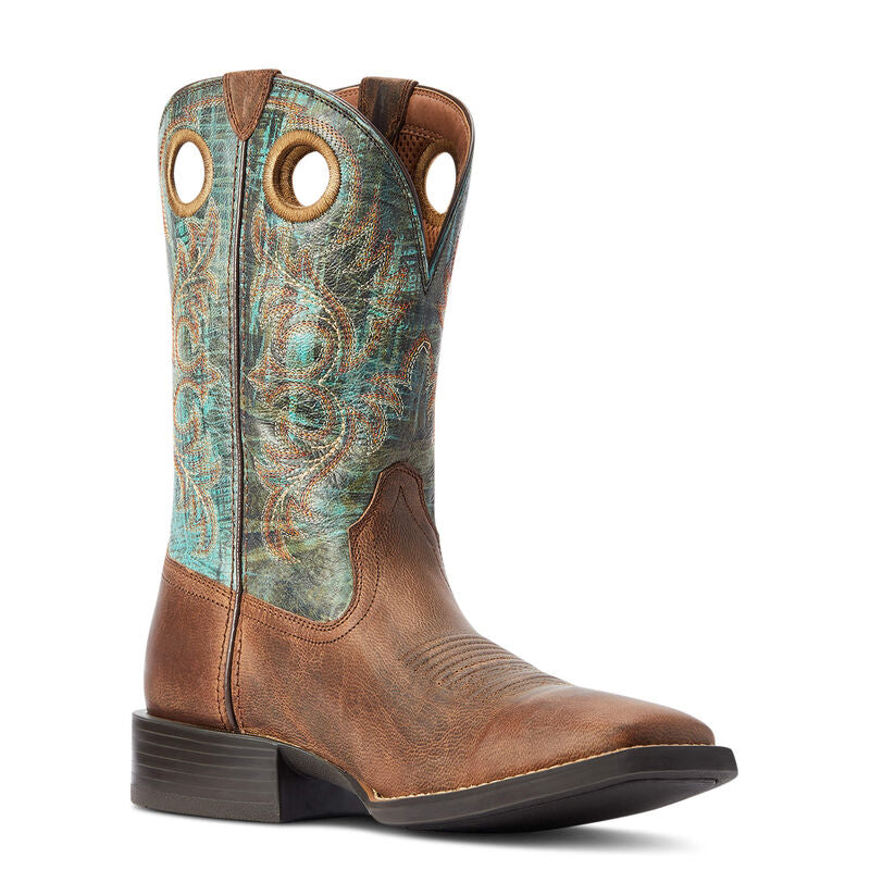 ARIAT MEN’S SPORT RODEO WESTERN BOOTS | Loco Brown/Roaring Turquoise