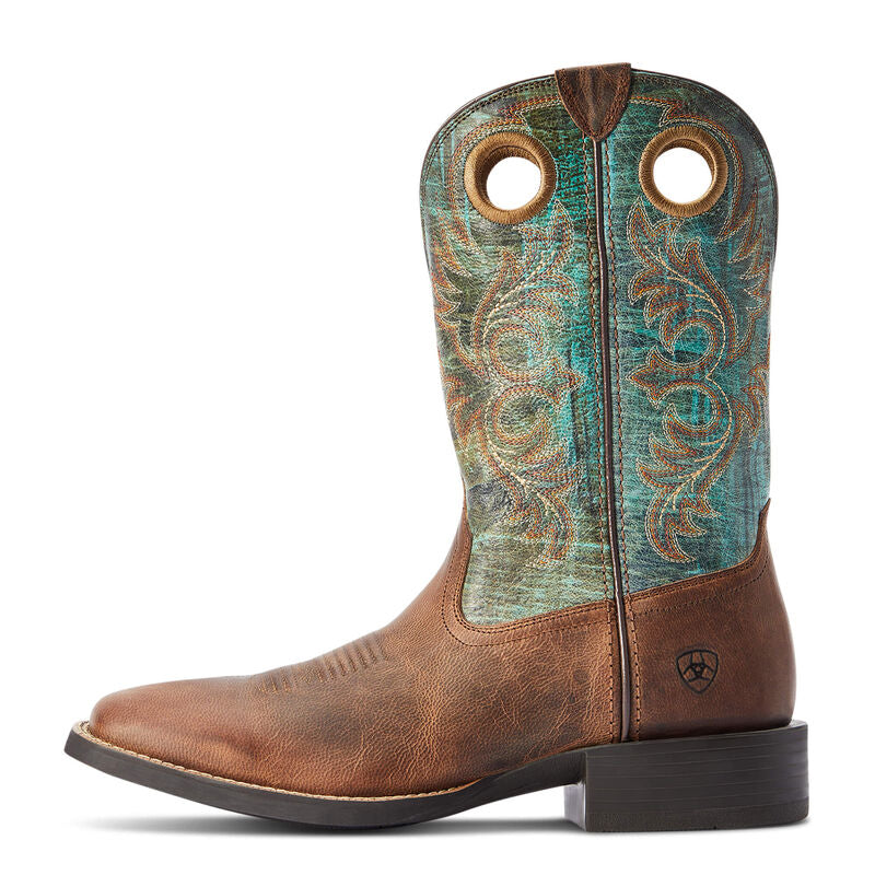 ARIAT MEN’S SPORT RODEO WESTERN BOOTS | Loco Brown/Roaring Turquoise