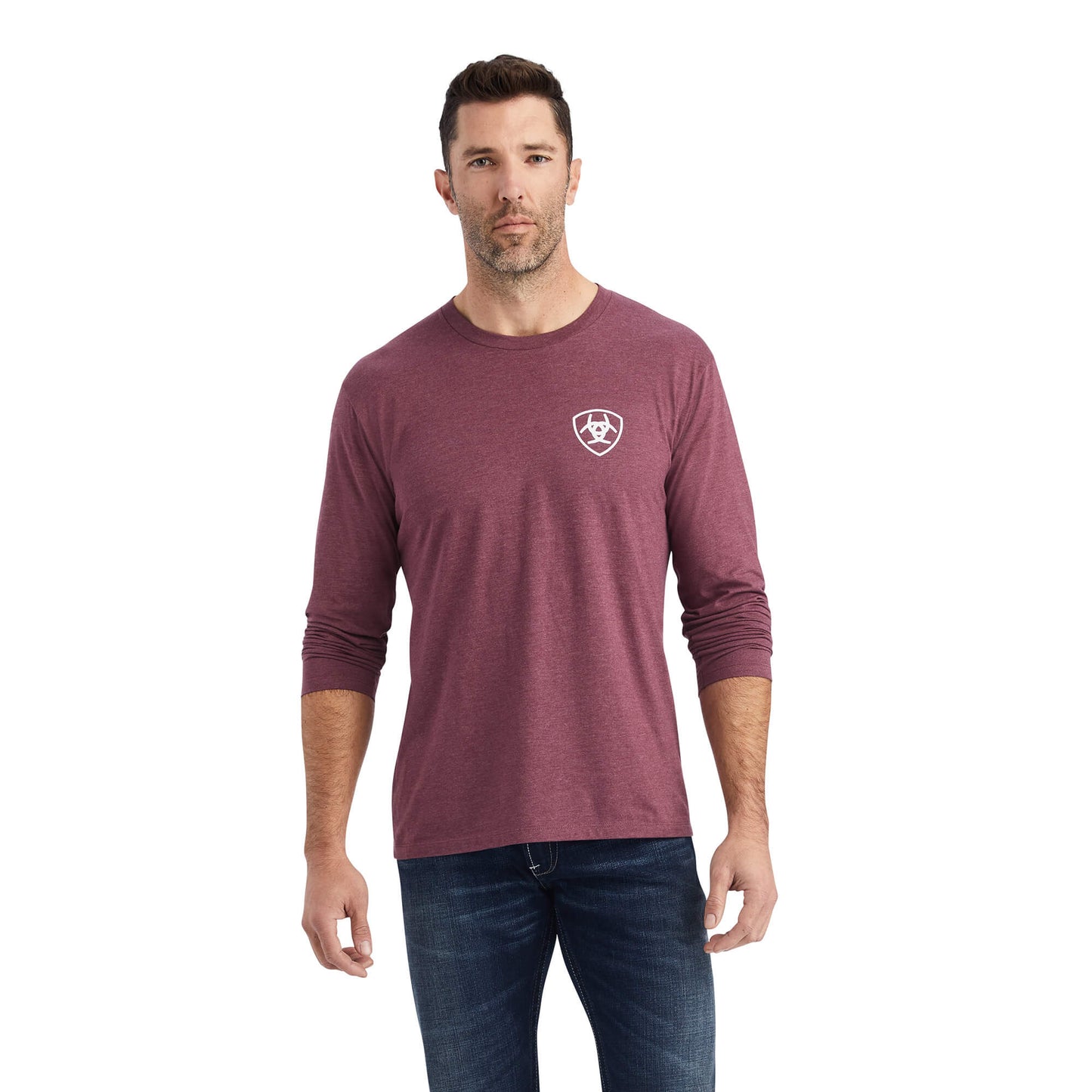 Ariat Boot Co. Mens Long Sleeve T-Shirt - Heather Burgundy