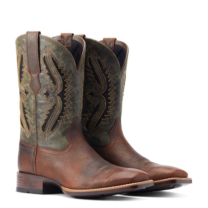 ARIAT MEN’S ROWDER VENTTEK 360 WESTERN BOOTS | Rowdy Rust / Forest Green