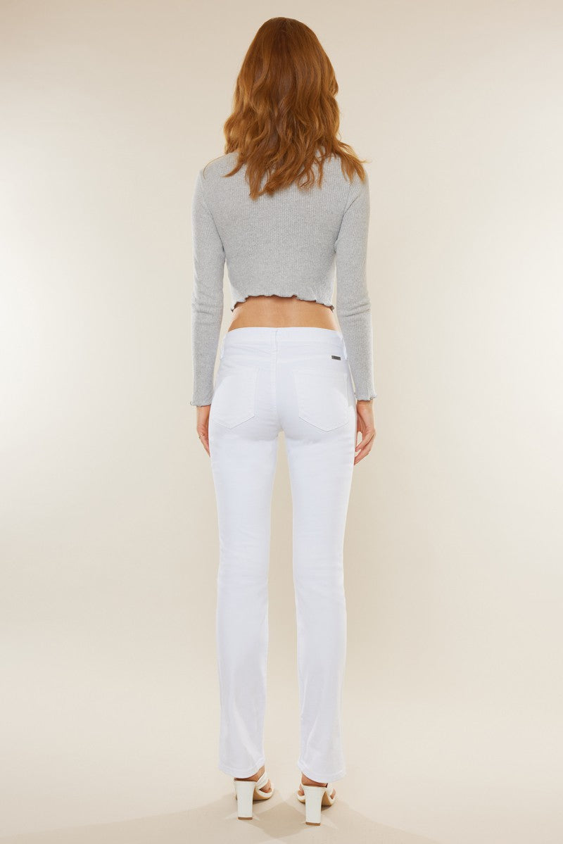 MID RISE WHITE DENIM BOOTCUT