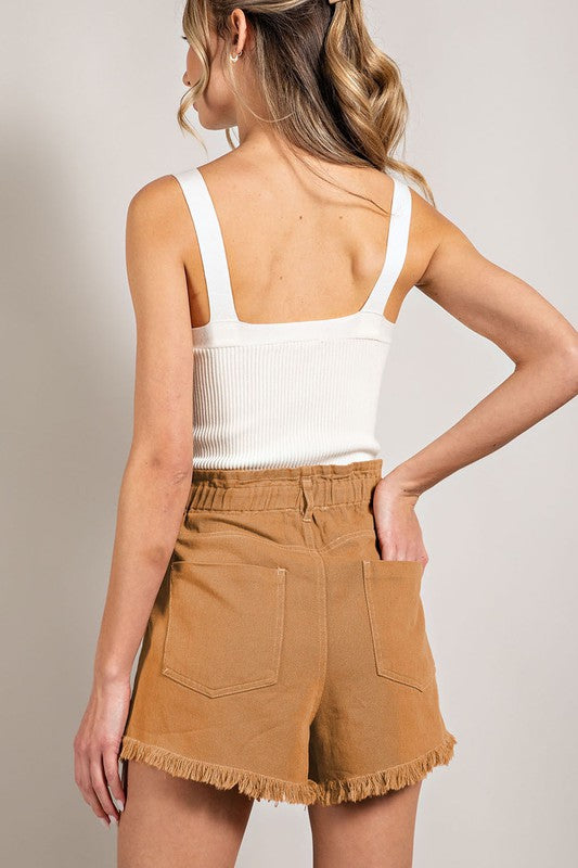 MINERAL WASHED POCKET SHORTS