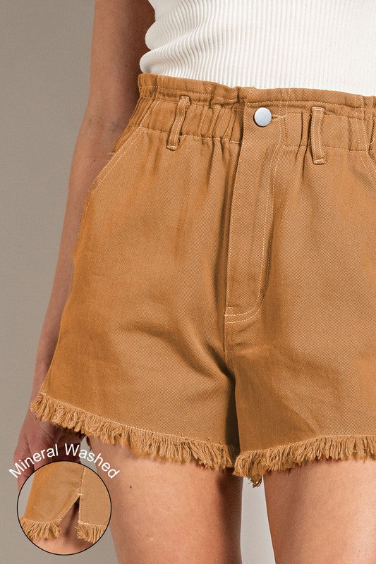 MINERAL WASHED POCKET SHORTS