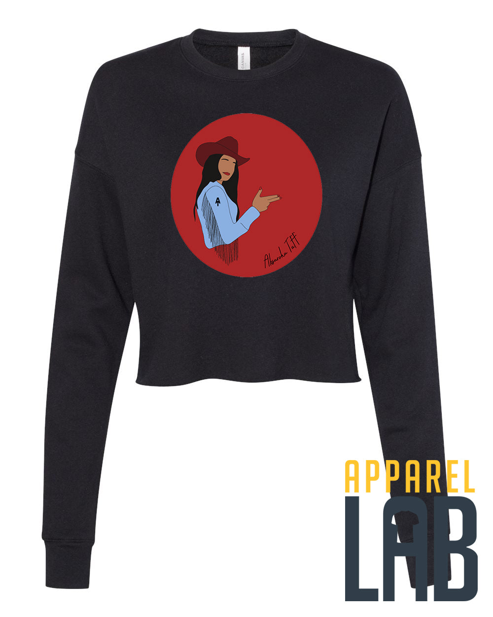Absaroka Red Cowgirl Crop Long Sleeve T-Shirt - Black