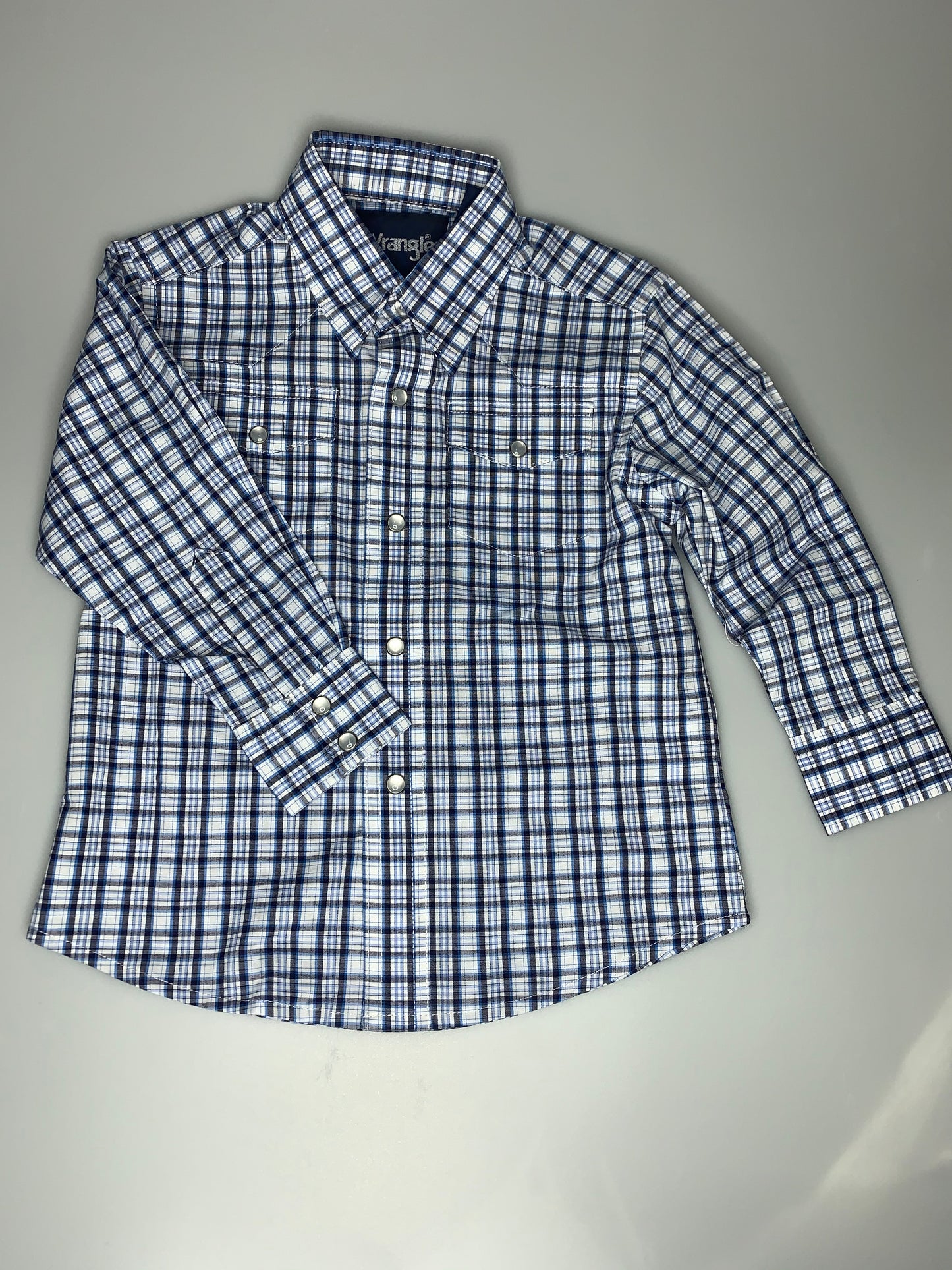 BOY'S BLUE PLAID WRINKLE RESIST SHIRT