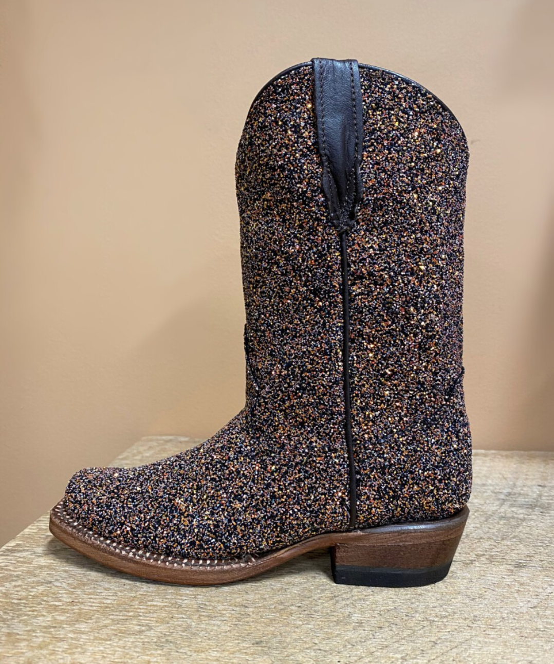 Girl's Mermaid Cowgirl-Brown Glitter Boot