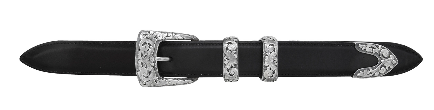 1" Buckle Set Narrow Loops Sterling Overlays