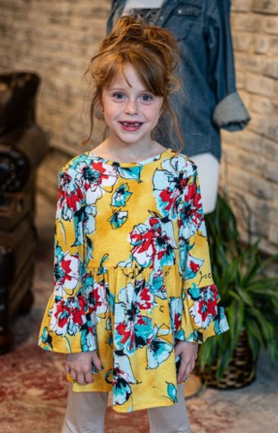 Girls Printed Bell Sleeve Top