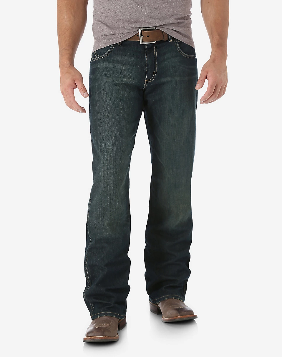 WRANGLER MENS RETRO RELAXED FIT BOOTCUT JEANS - DARK WASH