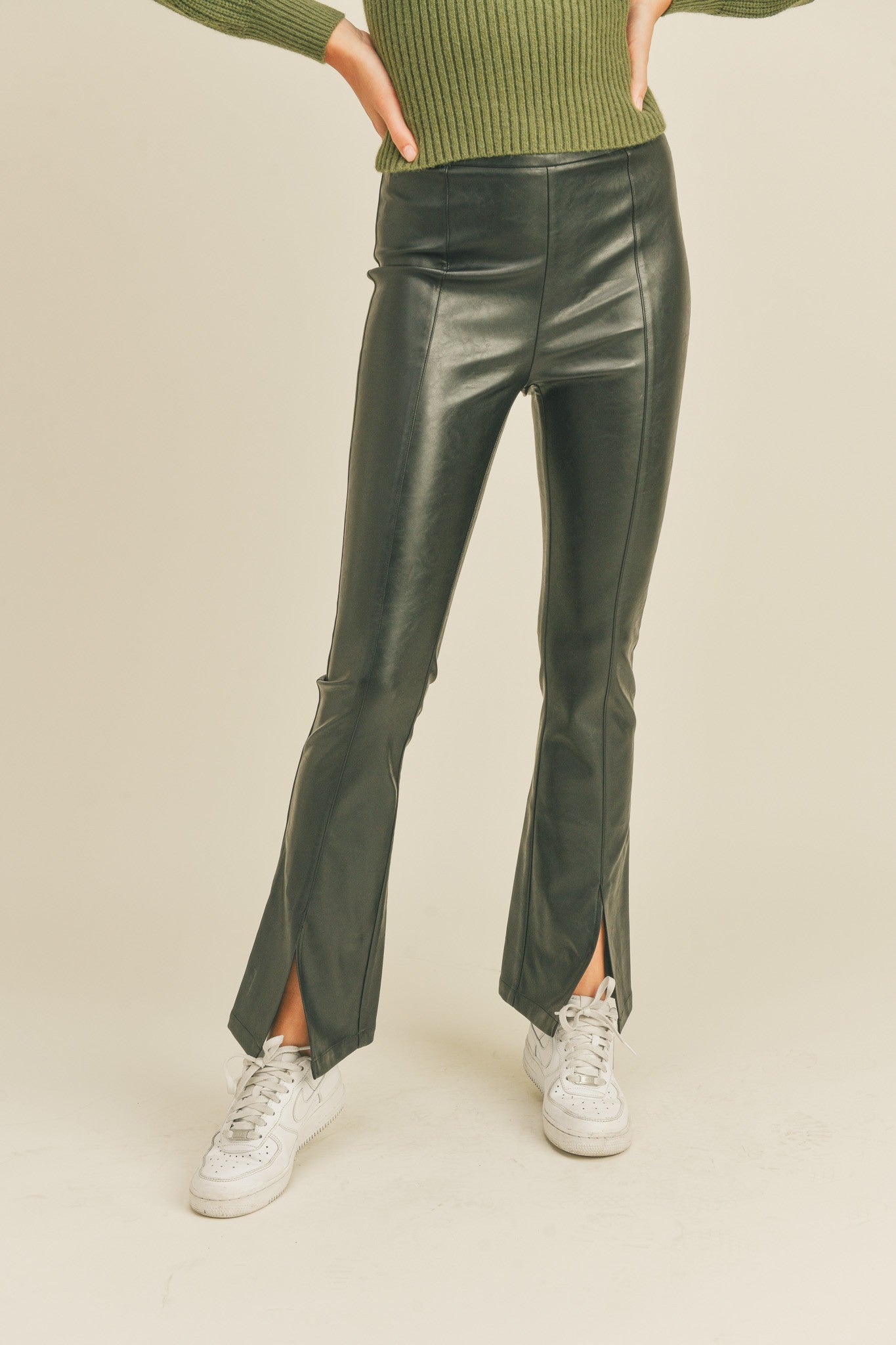 Leather Slit Pants