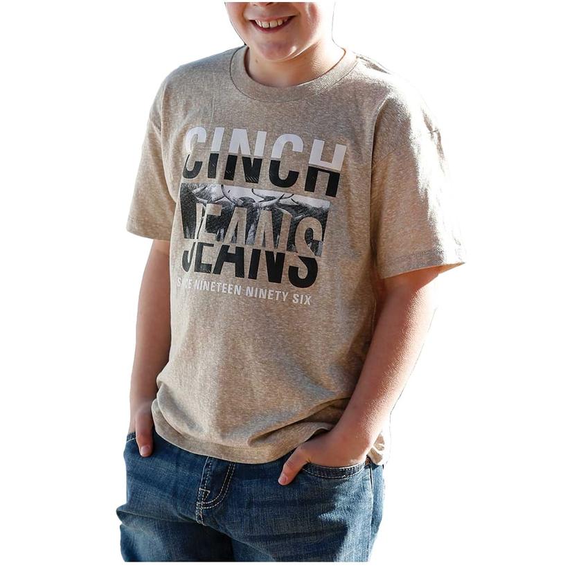 CINCH HEATHER KHAKI BOY'S TEE